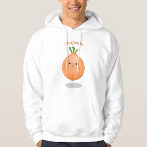 Cute happy brown onion green cartoon illustration hoodie