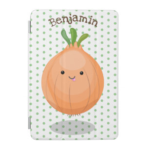 Cute happy brown onion green cartoon illustration iPad mini cover