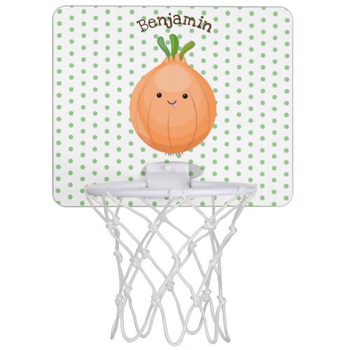 Cute happy brown onion green cartoon illustration mini basketball hoop