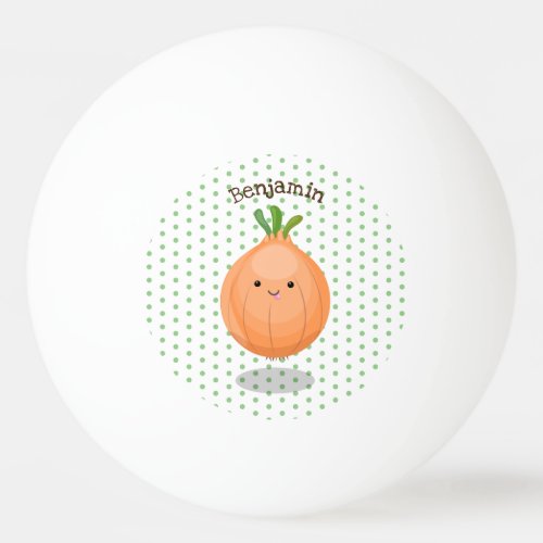 Cute happy brown onion green cartoon illustration ping pong ball