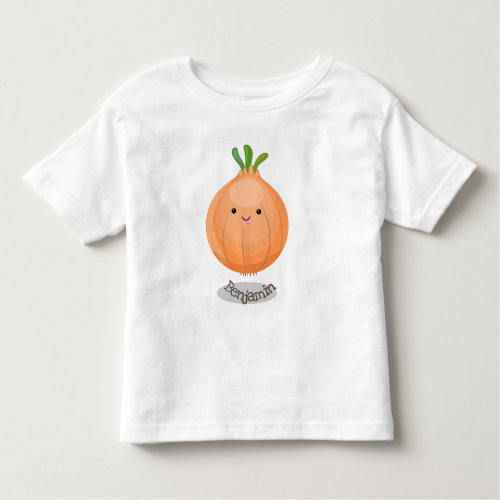 Cute happy brown onion green cartoon illustration toddler t_shirt