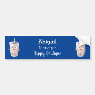 Cute happy bubble tea boba cartoon character bumper sticker