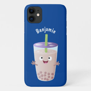 Cute happy bubble tea boba cartoon character iPhone 11 case