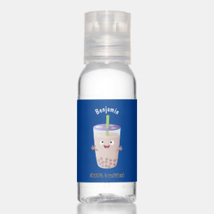 Cute happy bubble tea boba cartoon character hand sanitizer