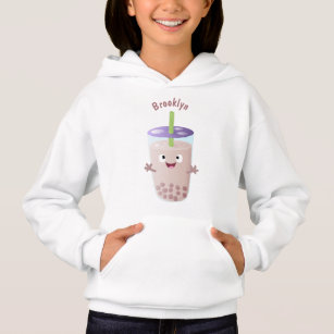 Cute happy bubble tea boba cartoon character hoodie