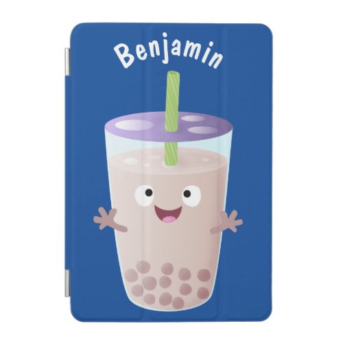 Cute happy bubble tea boba cartoon character iPad mini cover