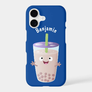Cute happy bubble tea boba cartoon character iPhone 17 case