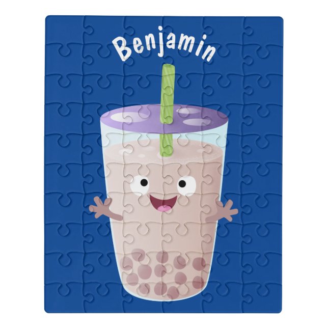 Cute happy bubble tea boba cartoon character jigsaw puzzle (Puzzle Vertical)