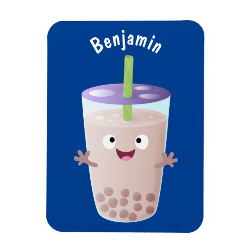 Cute happy bubble tea boba cartoon character magnet