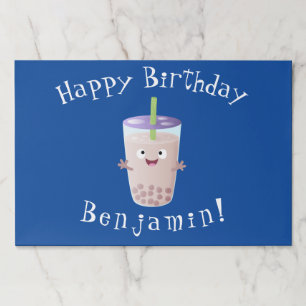 Cute happy bubble tea boba cartoon character paper pad