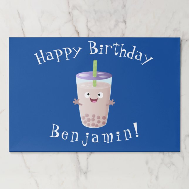 Cute happy bubble tea boba cartoon character  paper pad (Front)