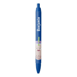 Cute happy bubble tea boba cartoon character pen