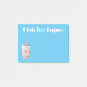 Cute happy bubble tea boba cartoon character post-it notes