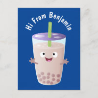 Cute happy bubble tea boba cartoon character