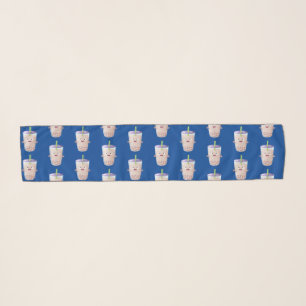 Cute happy bubble tea boba cartoon character scarf