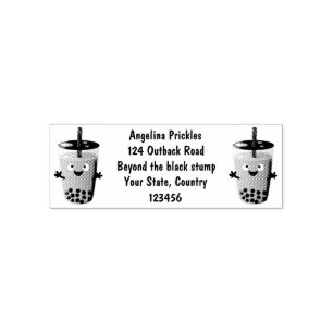 Cute happy bubble tea boba cartoon character self-inking stamp