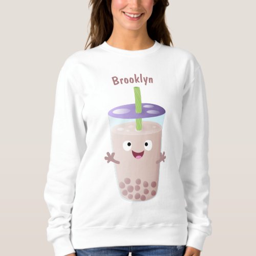 Cute happy bubble tea boba cartoon character  sweatshirt