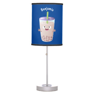 Cute happy bubble tea boba cartoon character table lamp