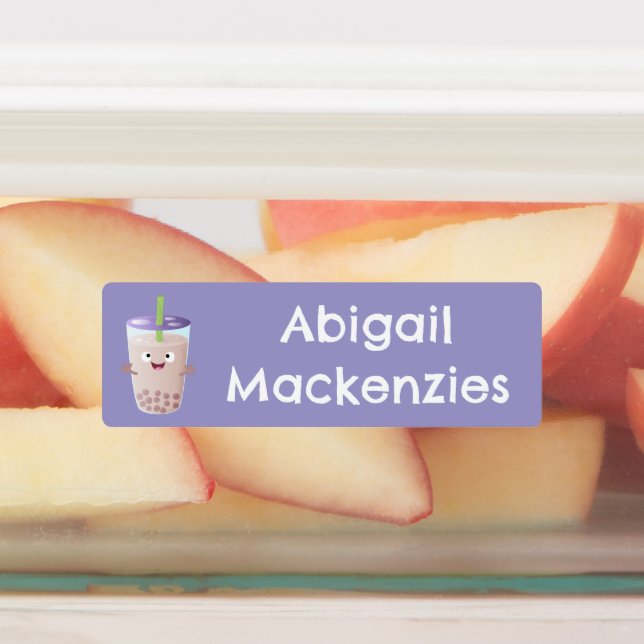 Cute happy bubble tea boba cartoon personalized labels (Affixed)