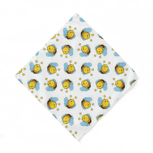 Cute happy bumble bee pattern white bandana