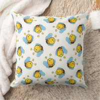Cute happy bumble bee pattern white