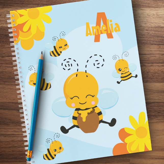 Cute Happy Bumble Bee with Flowers Little Kid Notebook (Creator Uploaded)