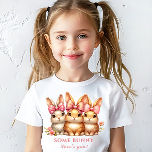 Cute Happy Bunny Kids Girl Watercolor Easter  T-Shirt