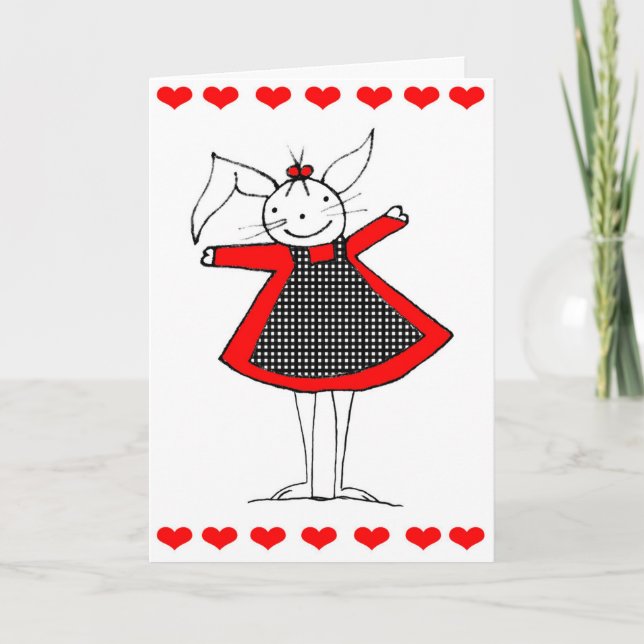 Cute Happy Bunny Love Card (Front)