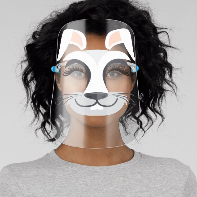 Cute Happy Bunny Rabbit Face Cartoon Character Face Shield (Insitu)