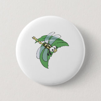 cute happy butterfly on leaf button