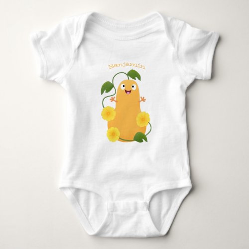 Cute happy butternut pumpkin gourd cartoon baby bodysuit