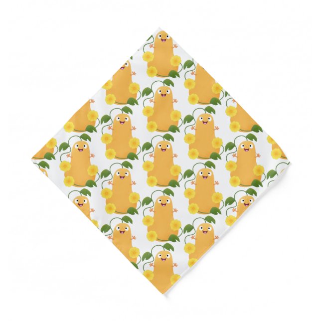 Cute happy butternut pumpkin gourd cartoon bandana (Front)