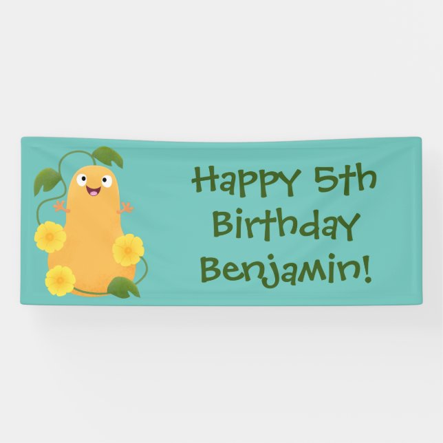 Cute happy butternut pumpkin gourd cartoon banner (Horizontal)