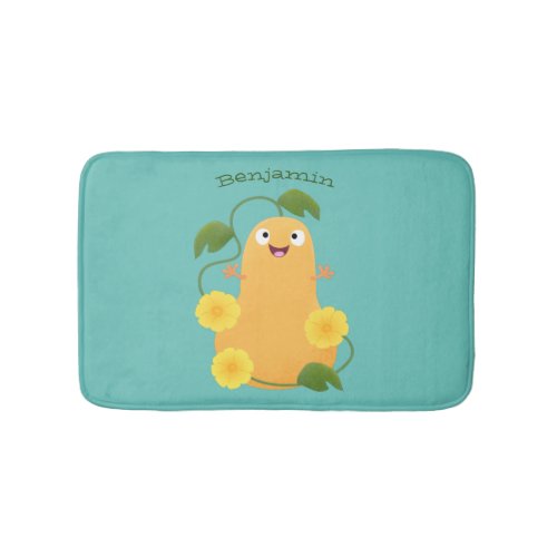 Cute happy butternut pumpkin gourd cartoon bath mat