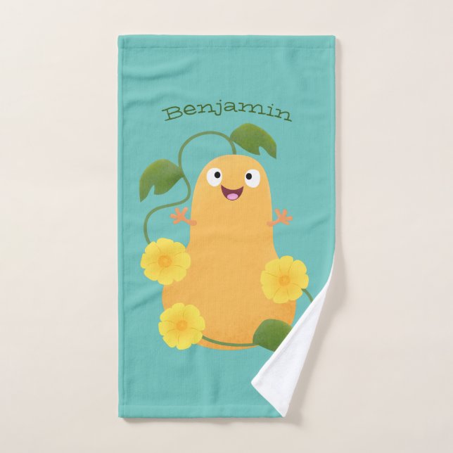 Cute happy butternut pumpkin gourd cartoon bath towel set (Hand Towel)