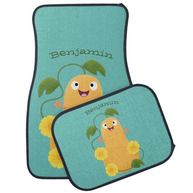 Cute happy butternut pumpkin gourd cartoon car floor mat (Set)