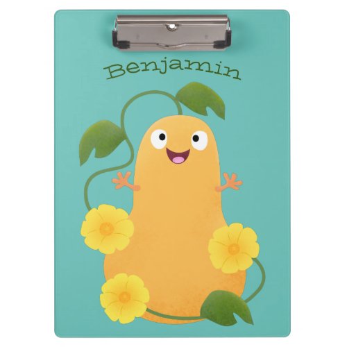 Cute happy butternut pumpkin gourd cartoon clipboard