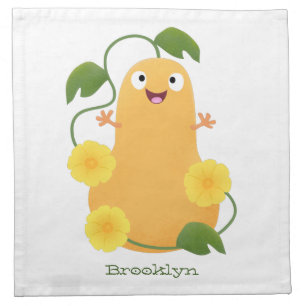 Cute happy butternut pumpkin gourd cartoon cloth napkin