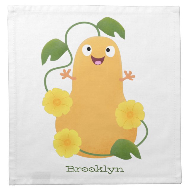 Cute happy butternut pumpkin gourd cartoon cloth napkin (Front)