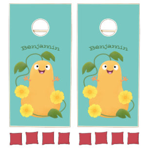 Cute happy butternut pumpkin gourd cartoon cornhole set