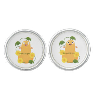 Cute happy butternut pumpkin gourd cartoon cufflinks