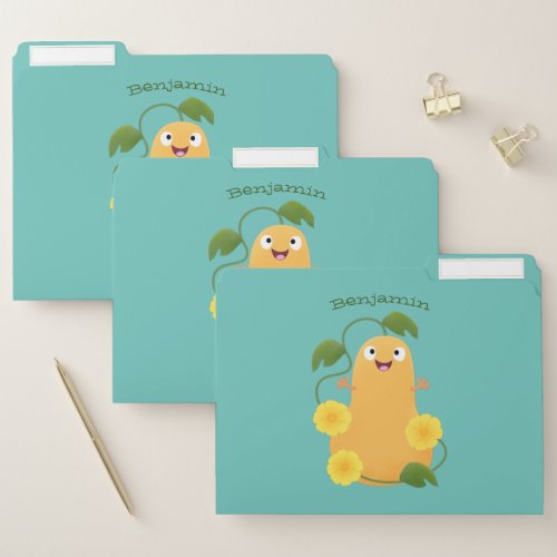 Cute happy butternut pumpkin gourd cartoon file folder