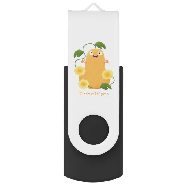Cute happy butternut pumpkin gourd cartoon flash drive (Front Vertical)
