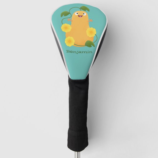 Cute happy butternut pumpkin gourd cartoon golf head cover (Front)