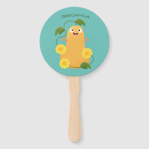 Cute happy butternut pumpkin gourd cartoon hand fan