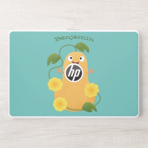 Cute happy butternut pumpkin gourd cartoon HP laptop skin