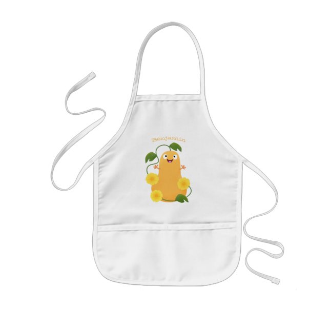 Cute happy butternut pumpkin gourd cartoon kids' apron (Front)