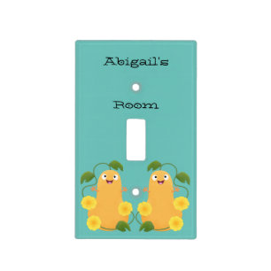Cute happy butternut pumpkin gourd cartoon light switch cover