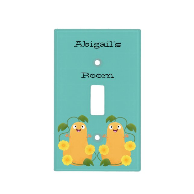 Cute happy butternut pumpkin gourd cartoon light switch cover (Front)