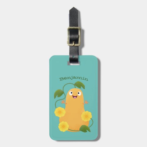 Cute happy butternut pumpkin gourd cartoon luggage tag